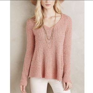 Moth Anthropologie Wool Blend Zipper Sweater Orange Gray Size XSP